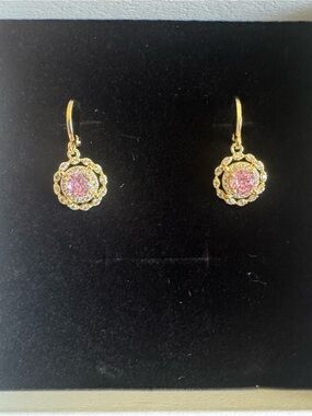 Gold-Tone Pink Candy Drop Earrings - Women Jewelry